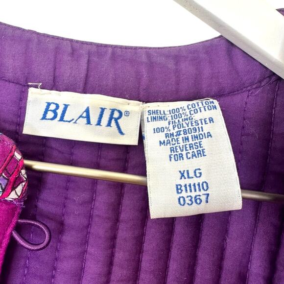 Vintage Blair Reversible Quilted Jacket Purple Paisley Boho Print XL - Picture 3 of 8
